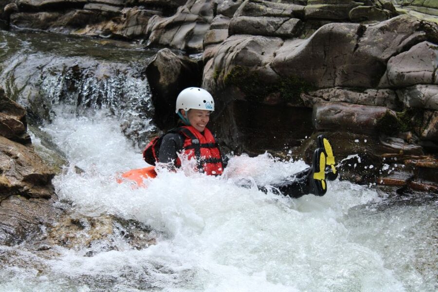 Aviemore, Cairngorms: RIVER TUBING - River Feshie - The safety briefing before the first rapid