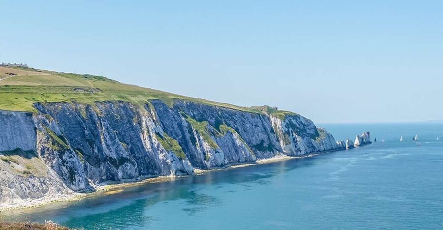 From Portsmouth: Isle of Wight Day Tour by Bus and Ferry - Alum Bay and the Needles, the main event