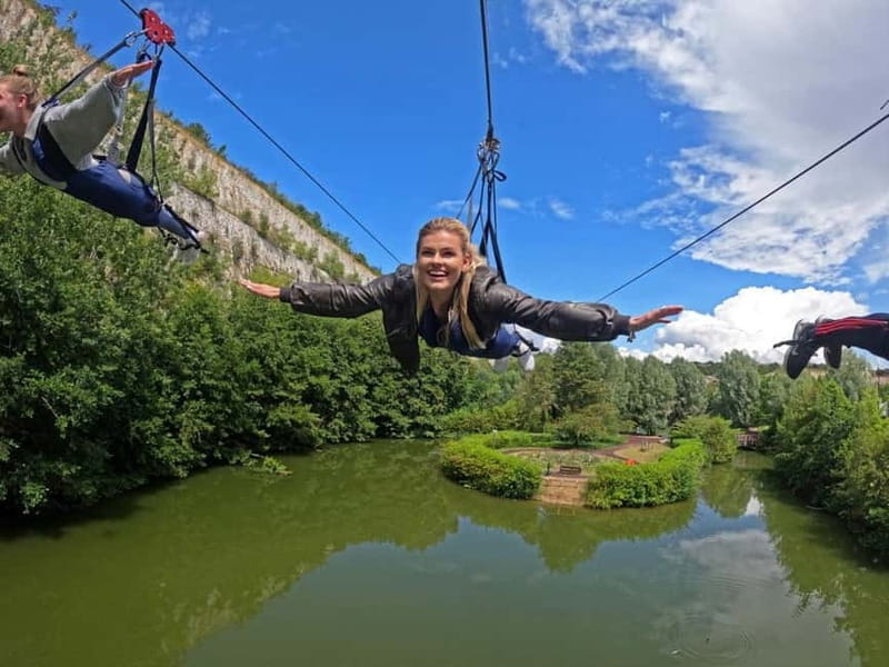 Kent: England’s Longest Zip Wire – 720m Flight over Quarry - The First Hour: Briefing, Harness, Bus, and Tower