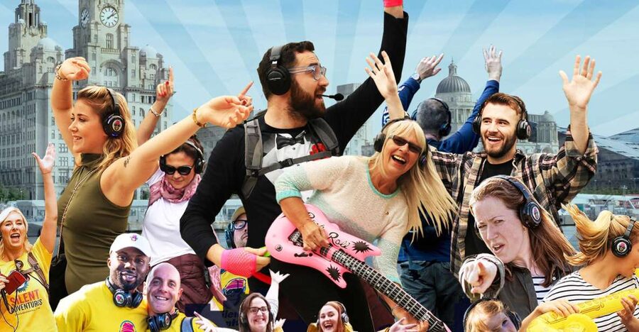 Liverpool: Silent Disco Adventure Tour - Putting on the headphones and joining the group