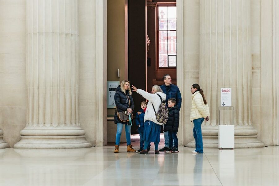 London: British Museum Family-Friendly Private Guided Tour - Starting on the stairs after security