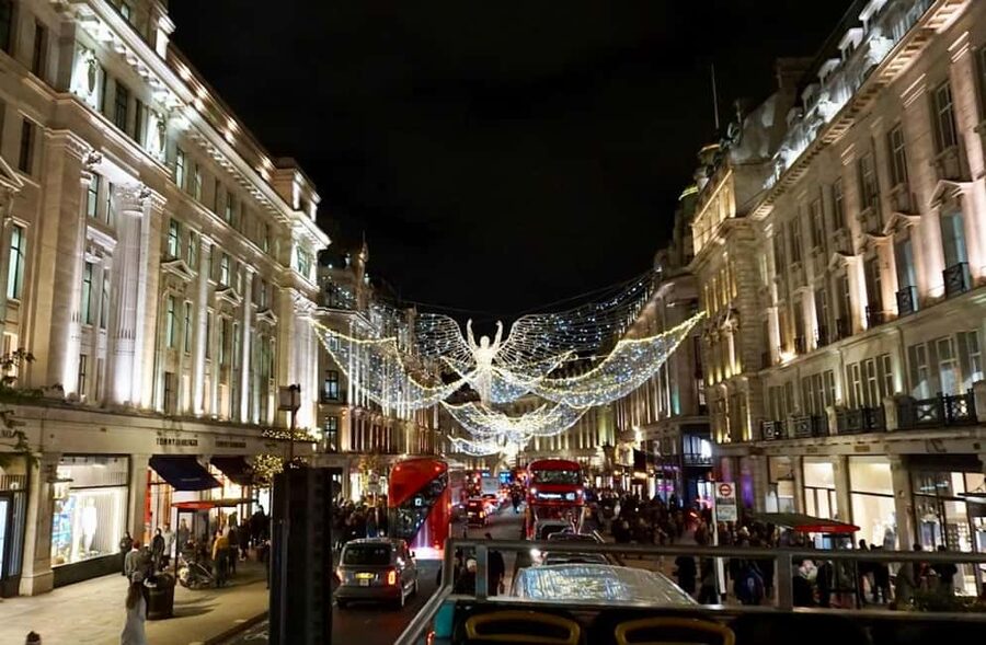London Christmas Lights Open-Top Bus Tour. 2025 Early Bird - Marble Arch and Oxford Street bring the first big displays