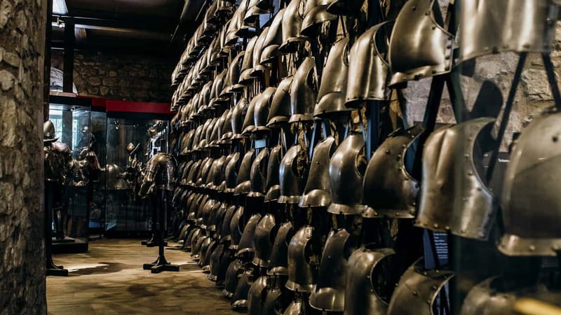Tower of London Tour with Crown Jewels, plus River Cruise - The White Tower armory in a 35-minute finale